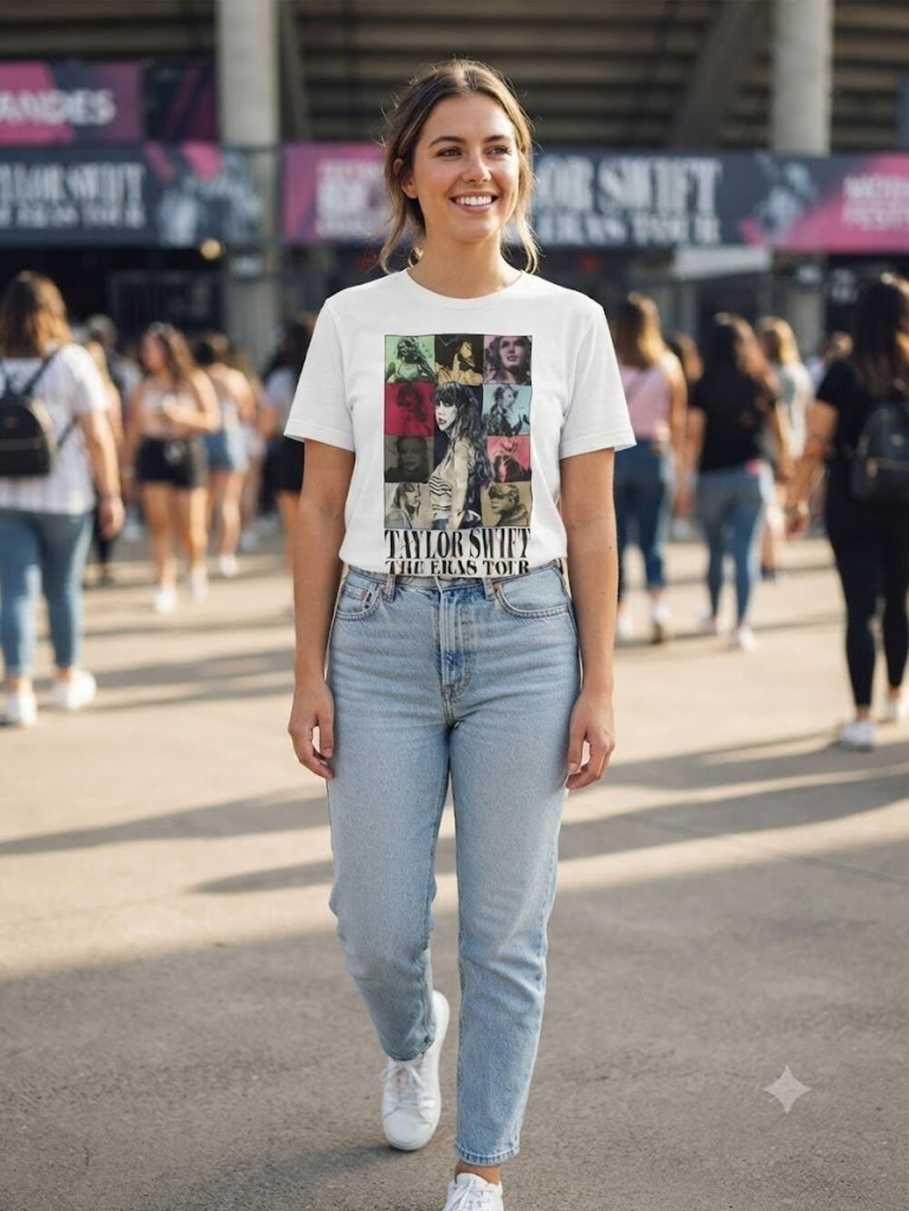 Taylor Swift White Multicolor Pop-Art Eras Tour Tee